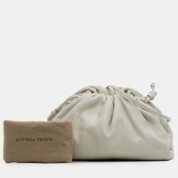 Pre Owned Bottega Veneta White Lambskin The Mini Pouch Crossbody