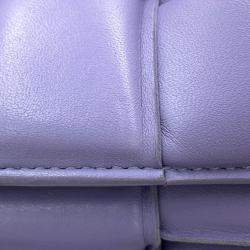 Pre Owned Bottega Veneta Maxi Intrecciato Padded Cassette Shoulder Bag Purple Leather
