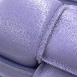 Pre Owned Bottega Veneta Maxi Intrecciato Padded Cassette Shoulder Bag Purple Leather