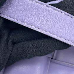 Pre Owned Bottega Veneta Maxi Intrecciato Padded Cassette Shoulder Bag Purple Leather