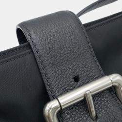 Pre Owned Bottega Veneta Flap Buckle Shoulder Bag Black Nylon Leather