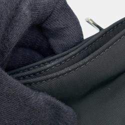 Pre Owned Bottega Veneta Flap Buckle Shoulder Bag Black Nylon Leather