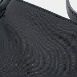 Pre Owned Bottega Veneta Flap Buckle Shoulder Bag Black Nylon Leather