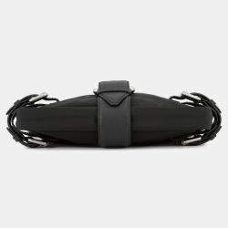 Pre Owned Bottega Veneta Flap Buckle Shoulder Bag Black Nylon Leather