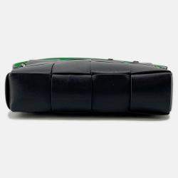 Pre Owned Bottega Veneta Maxi Intrecciato Cassette Black/Green Leather Camera Bag