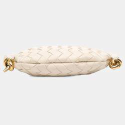 Pre Owned Bottega Veneta White Baby Lambskin Intrecciato Solstice Shoulder Bag