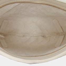 Pre Owned Bottega Veneta White Baby Lambskin Intrecciato Solstice Shoulder Bag