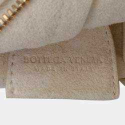 Pre Owned Bottega Veneta White Baby Lambskin Intrecciato Solstice Shoulder Bag