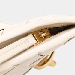 Pre Owned Bottega Veneta White Baby Lambskin Intrecciato Solstice Shoulder Bag