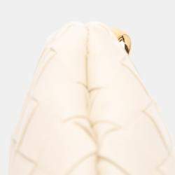 Pre Owned Bottega Veneta White Baby Lambskin Intrecciato Solstice Shoulder Bag