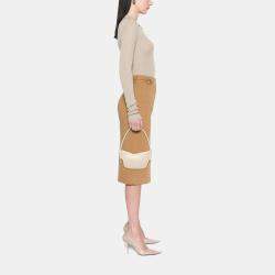 Pre Owned Bottega Veneta White Baby Lambskin Intrecciato Solstice Shoulder Bag