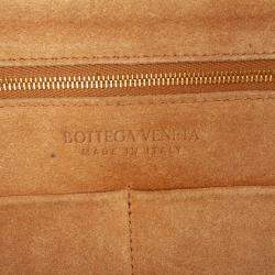 Pre Owned Bottega Veneta Brown Medium Grained Calfskin Maxi Intrecciato Arco Bag