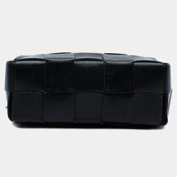 Pre Owned Bottega Veneta Black Small Lambskin Intrecciato Brick Cassette