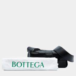 Pre Owned Bottega Veneta Black Small Lambskin Intrecciato Brick Cassette