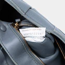 Pre Owned Bottega Veneta Grey Grained Calfskin Intrecciato Cassette Crossbody