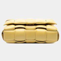 Pre Owned Bottega Veneta Yellow Nappa Intrecciato Padded Chain Cassette Satchel
