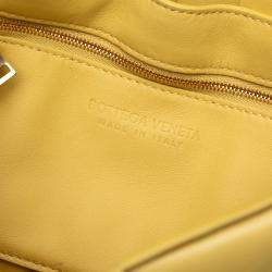 Pre Owned Bottega Veneta Yellow Nappa Intrecciato Padded Chain Cassette Satchel