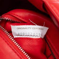 Pre Owned Bottega Veneta Red Nappa Intrecciato Padded Chain Cassette Satchel
