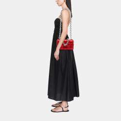 Pre Owned Bottega Veneta Red Nappa Intrecciato Padded Chain Cassette Satchel