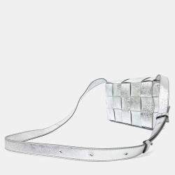 Pre Owned Bottega Veneta Silver Leather Cassette Bag