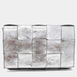 Pre Owned Bottega Veneta Silver Leather Cassette Bag