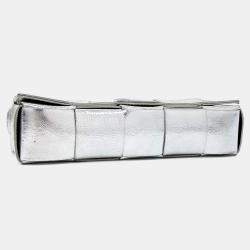 Pre Owned Bottega Veneta Silver Leather Cassette Bag