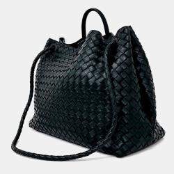 Pre Owned Bottega Veneta Green Leather Andiamo Large