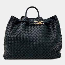 Pre Owned Bottega Veneta Green Leather Andiamo Large