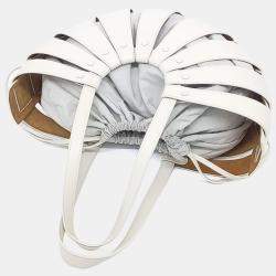 Pre Owned Bottega Veneta White Leather The Shell Tote Bag