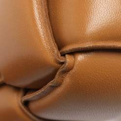 Pre Owned Bottega Veneta Tan Intreccio Leather Padded Cassette Shoulder Bag