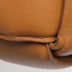 Pre Owned Bottega Veneta Tan Intreccio Leather Padded Cassette Shoulder Bag
