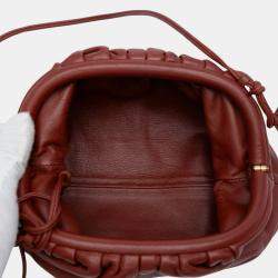 Pre Owned Bottega Veneta Red Lambskin The Mini Pouch Crossbody