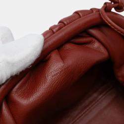 Pre Owned Bottega Veneta Red Lambskin The Mini Pouch Crossbody