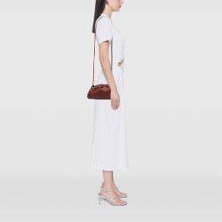 Pre Owned Bottega Veneta Red Lambskin The Mini Pouch Crossbody