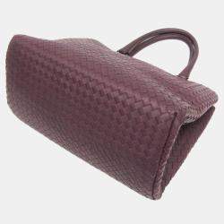 Pre Owned Bottega Veneta Intrecciato Leather Handbag Wine