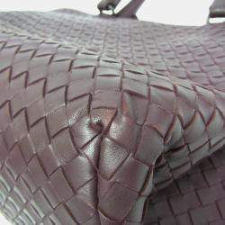 Pre Owned Bottega Veneta Intrecciato Leather Handbag Wine