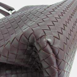 Pre Owned Bottega Veneta Intrecciato Leather Handbag Wine