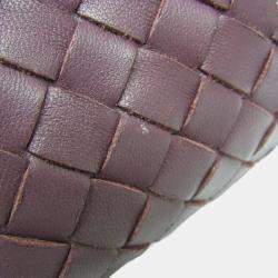 Pre Owned Bottega Veneta Intrecciato Leather Handbag Wine