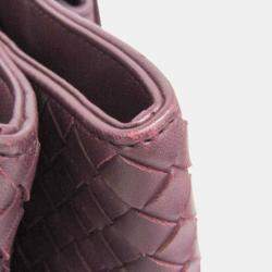 Pre Owned Bottega Veneta Intrecciato Leather Handbag Wine