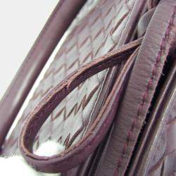 Pre Owned Bottega Veneta Intrecciato Leather Handbag Wine