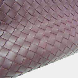 Pre Owned Bottega Veneta Intrecciato Leather Handbag Wine