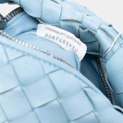 Pre Owned Bottega Veneta Blue Mini Nappa Intrecciato Jodie