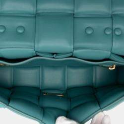 Pre Owned Bottega Veneta Blue Nappa Intrecciato Padded Chain Cassette Satchel