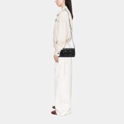 Pre Owned Bottega Veneta Black Stretch Paper Calfskin Intrecciato Cassette Crossbody