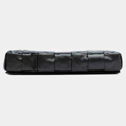 Pre Owned Bottega Veneta Black Stretch Paper Calfskin Intrecciato Cassette Crossbody