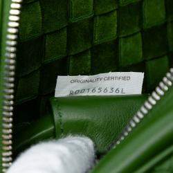 Pre Owned Bottega Veneta Green Nappa Intrecciato Crossbody