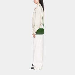 Pre Owned Bottega Veneta Green Nappa Intrecciato Crossbody