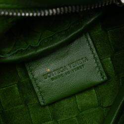 Pre Owned Bottega Veneta Green Nappa Intrecciato Crossbody