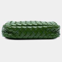 Pre Owned Bottega Veneta Green Nappa Intrecciato Crossbody