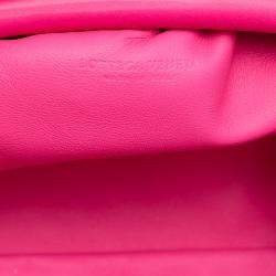Pre Owned Bottega Veneta Pink Nappa Intrecciato The Mini Pouch